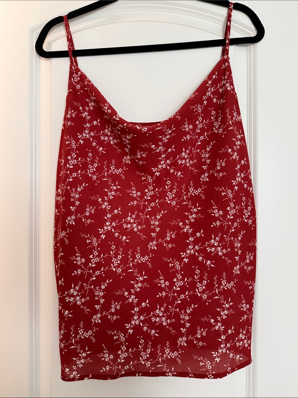 LOFT Red Floral Cowl Neck Camisole